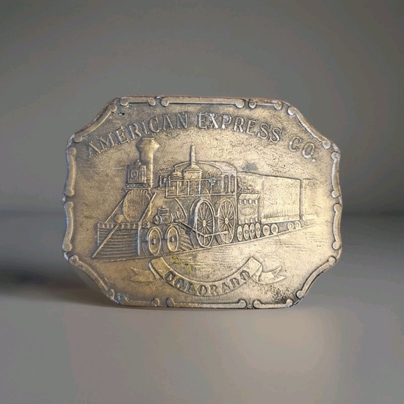 Vintage CDA American Express Company Brass Buckle By Lewis Buckles Chicago - Picture 2 of 8